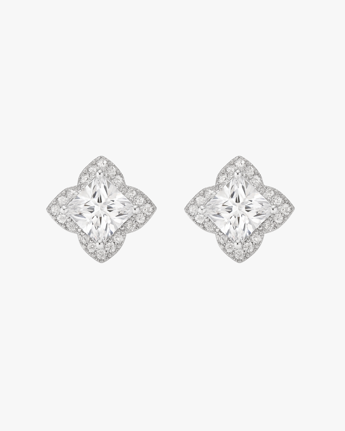 VERDANORA Luxury Moissanite Earrings – 1.2ct Lily Cut Design | 925 Sterling Silver VVS Moissanite Halo Studs for Women | Elegant Gift Jewelry