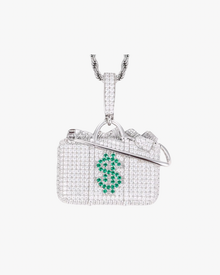 VERDANORA Luxury Money Bag Pendant – 925 Sterling Silver VVS Moissanite Iced Out Dollar Sign Necklace | Hip Hop Street Bling Jewelry