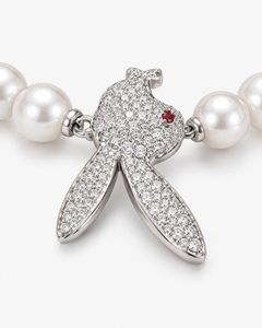 Verdanora Iced Bunny Charm Necklace – CZ Zirconia & Pearl Silver Statement Piece