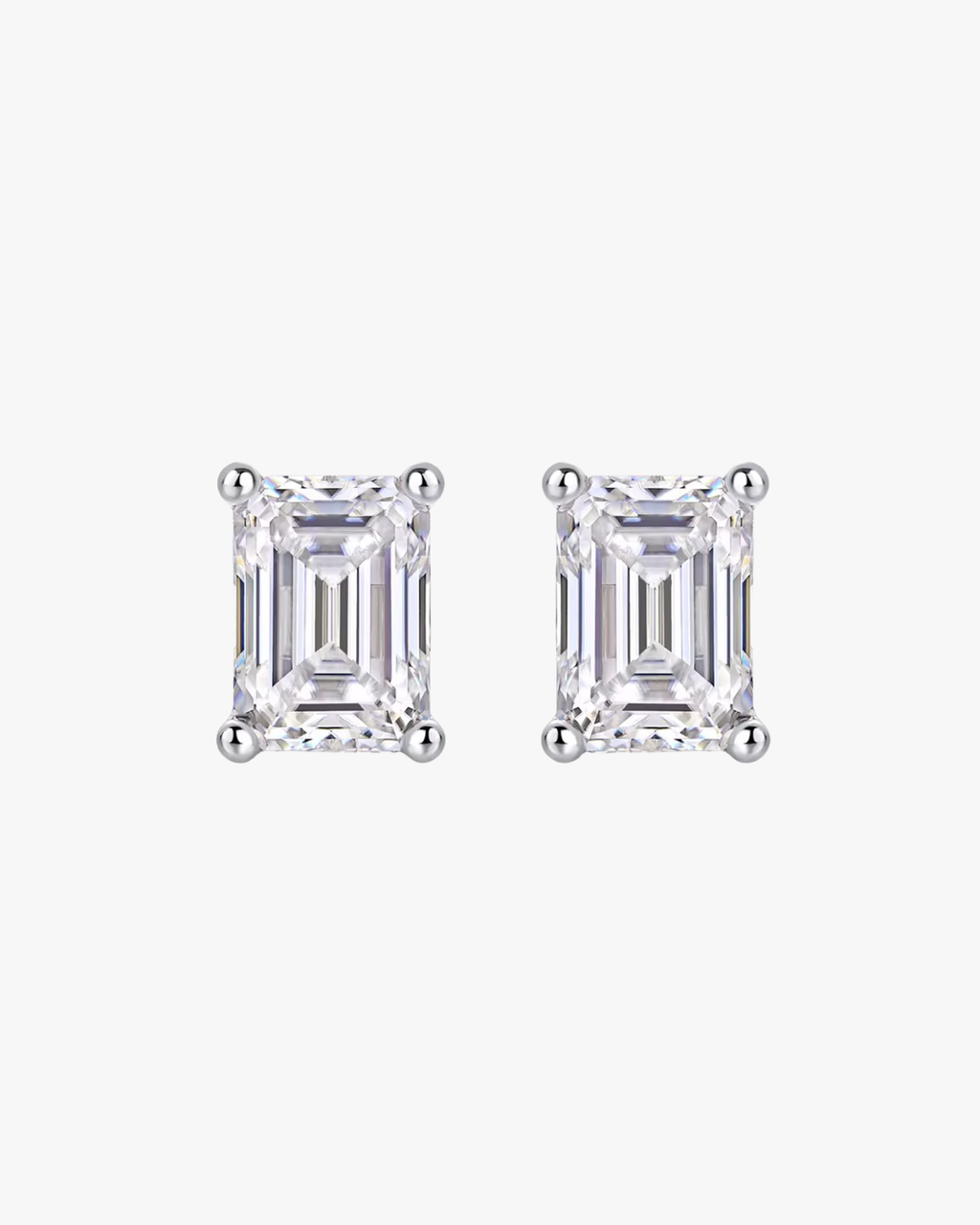 Verdanora Emerald Cut Moissanite Stud Earrings – 925 Sterling Silver, VVS Brilliance
