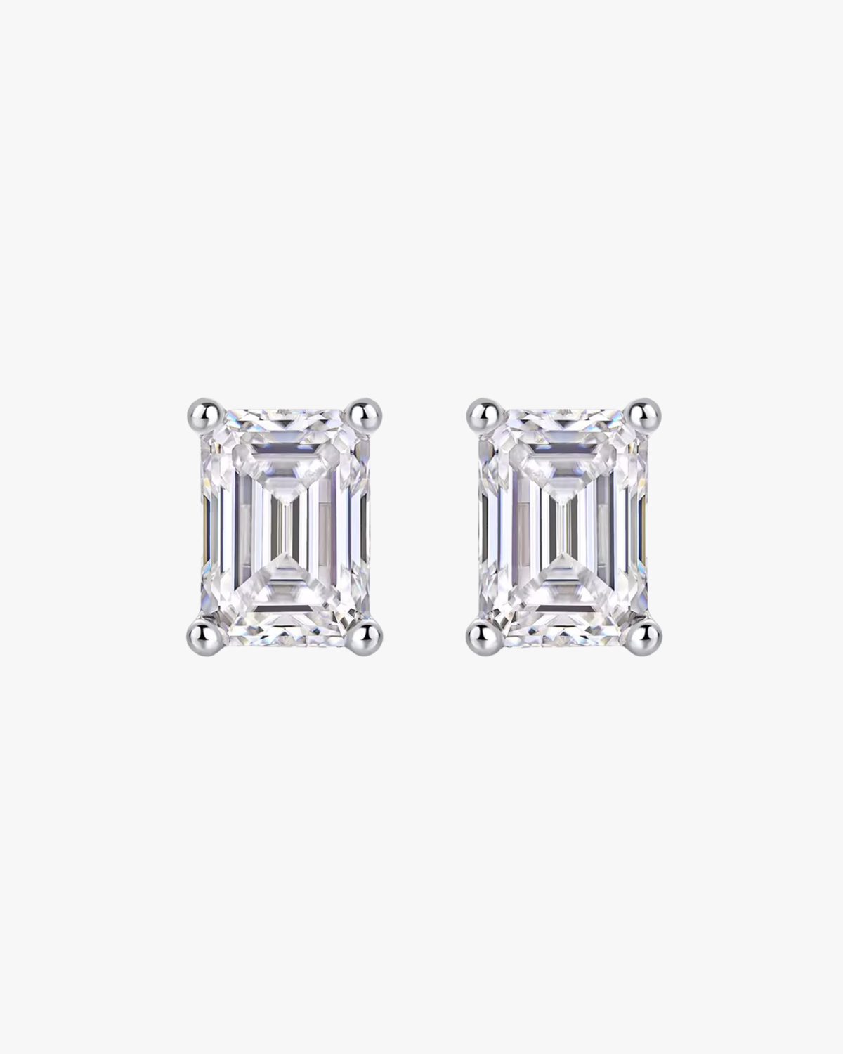 Verdanora Emerald Cut Moissanite Stud Earrings – 925 Sterling Silver, VVS Brilliance