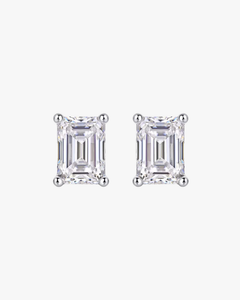 Verdanora Emerald Cut Moissanite Stud Earrings – 925 Sterling Silver, VVS Brilliance