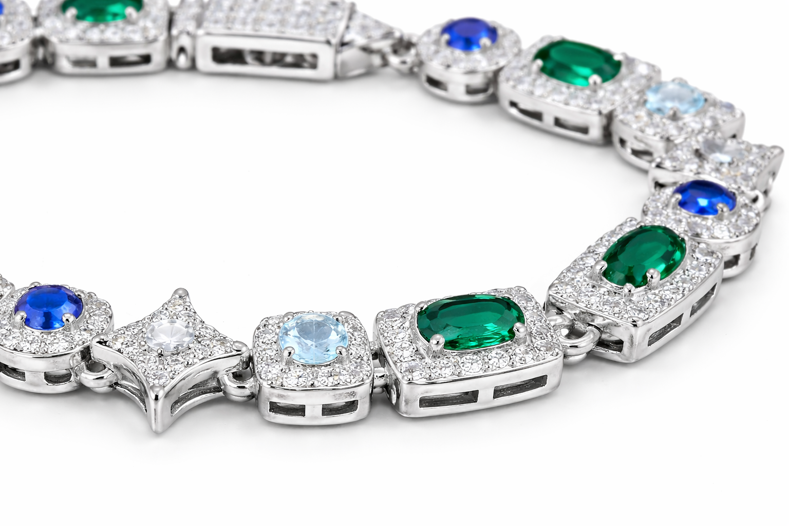 Verdanora Iced Star Zircon Bracelet – Colorful Geometric Stones, Luxury Hip Hop Bracelet