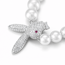 Verdanora Iced Bunny Charm Necklace – CZ Zirconia & Pearl Silver Statement Piece