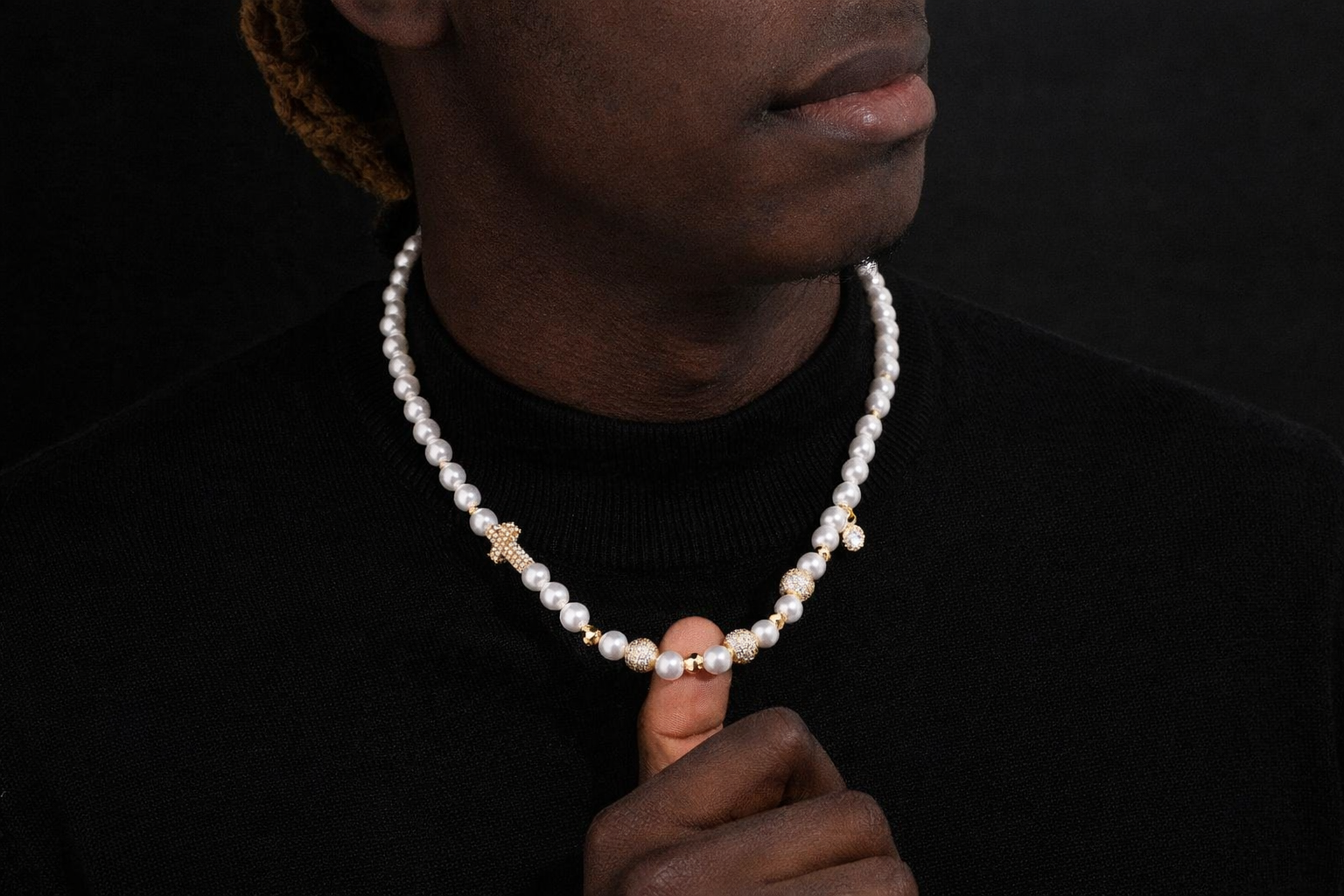 Verdanora Luxe Ice Pearl Chain – Gold-Plated Micro Pavé Zirconia Statement Necklace