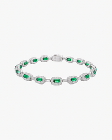 VERDANORA Emerald Baguette Bracelet — Silver-Plated Brass | Green Baguette Zircon | Micro Pavé