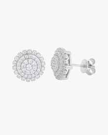 Verdanora Bloom Halo Stud Earrings – 925 Sterling Silver with VVS Moissanite