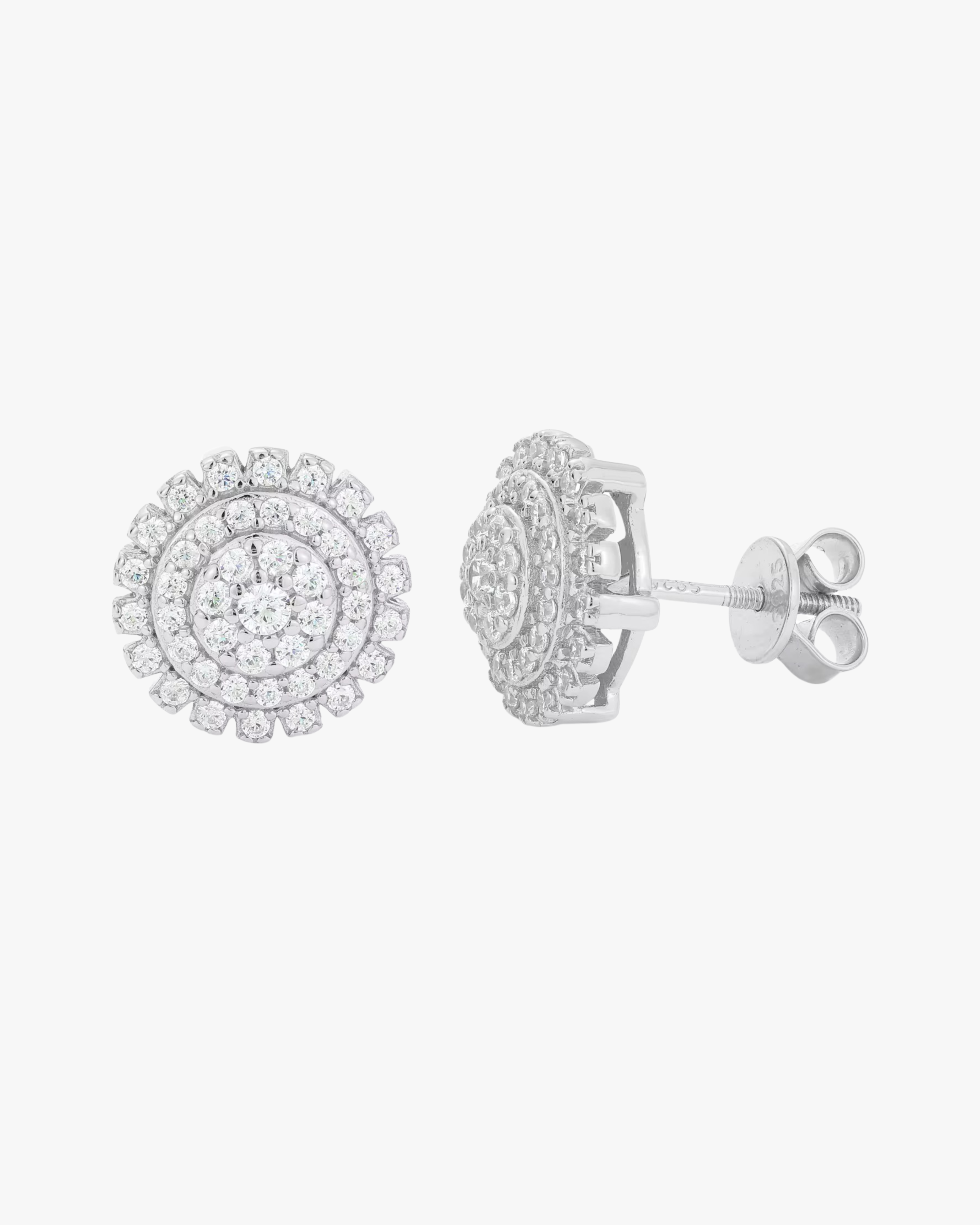 Verdanora Bloom Halo Stud Earrings – 925 Sterling Silver with VVS Moissanite