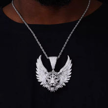 VERDANORA Winged Tiger Iced Pendant Necklace – VVS Moissanite – 925 Sterling Silver