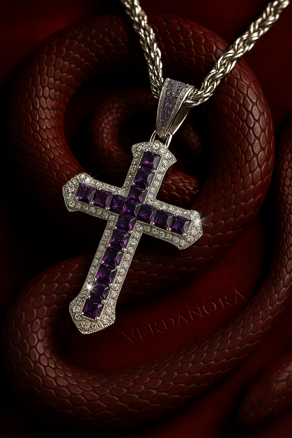 Verdanora Luxury Cross Pendant – Handcrafted with Colored Zircon Stones