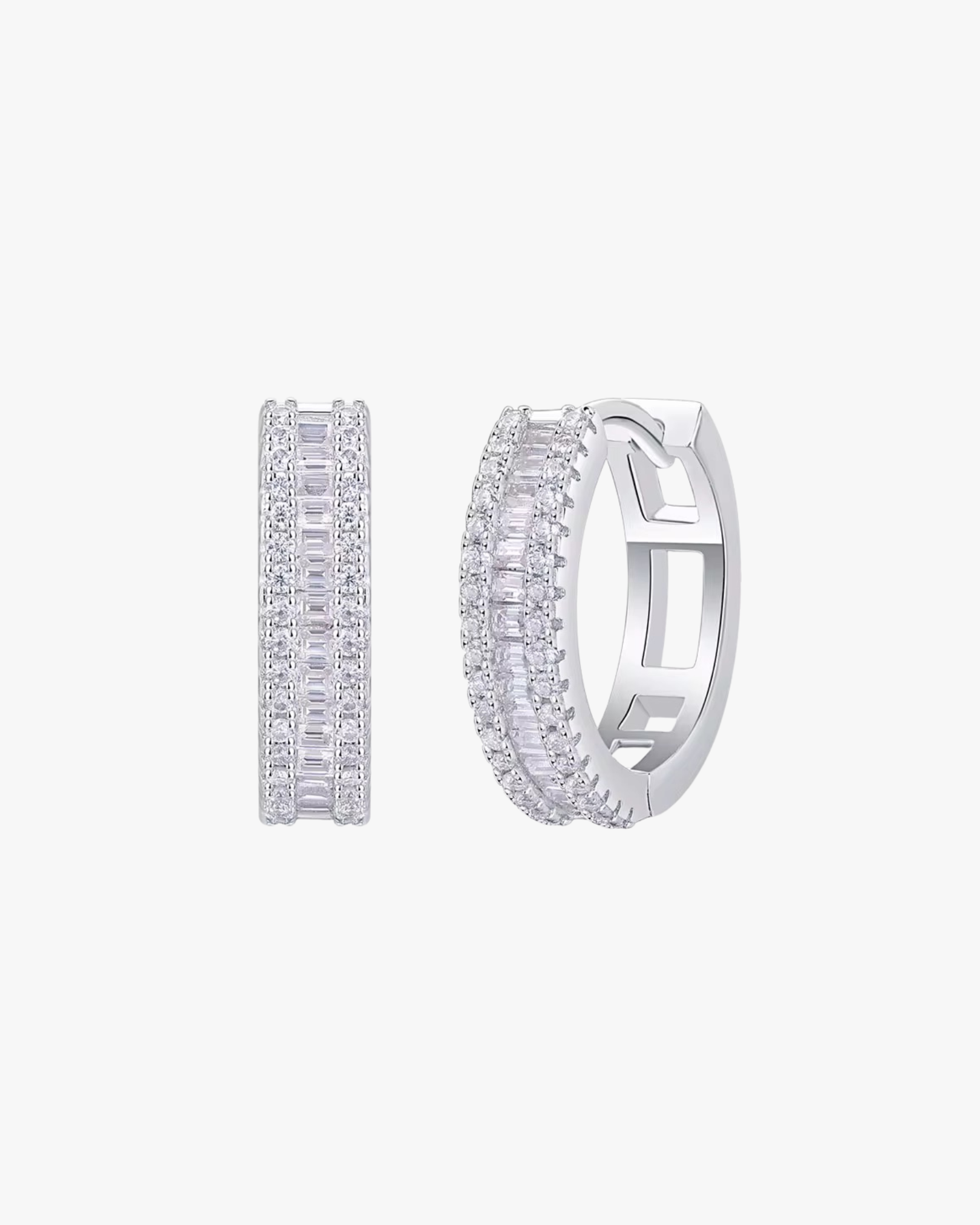 Verdanora Baguette Moissanite Hoop Earrings – 925 Sterling Silver, VVS Brilliance