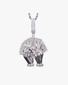 VERDANORA Luxury Men’s Pendant – 925 Sterling Silver | VVS Moissanite Diamond Bling | Double Hand Money Stack – Hip Hop Street Style Jewelry