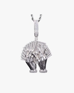 VERDANORA Luxury Men’s Pendant – 925 Sterling Silver | VVS Moissanite Diamond Bling | Double Hand Money Stack – Hip Hop Street Style Jewelry
