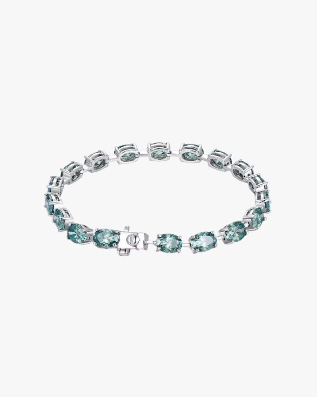 VERDANORA Oval Green Moissanite Tennis Bracelet – 925 Sterling Silver – Unisex