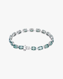 VERDANORA Oval Green Moissanite Tennis Bracelet – 925 Sterling Silver – Unisex