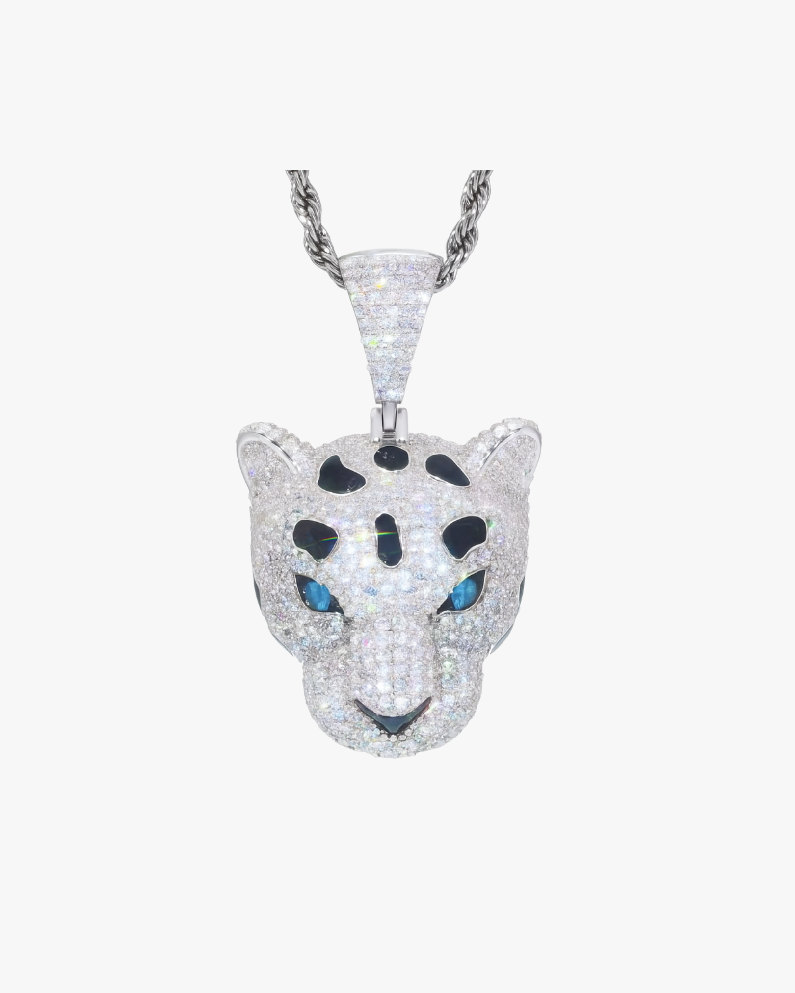 VERDANORA Iced Out Leopard Head Pendant – 925 Sterling Silver VVS Moissanite 3D Design | Luxury Hip Hop Street Style Necklace for Men