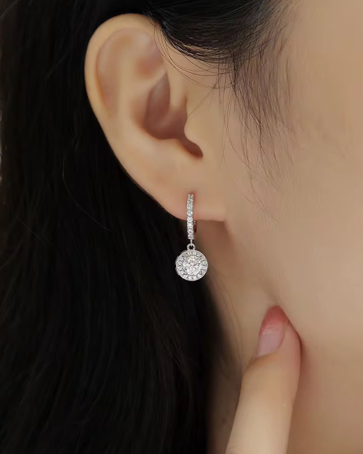 Verdanora Drop Moissanite Hoop Earrings – 925 Sterling Silver, VVS Radiance