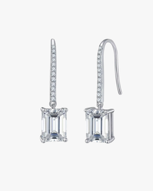 Verdanora Emerald Drop Moissanite Earrings – 925 Sterling Silver, VVS Brilliance