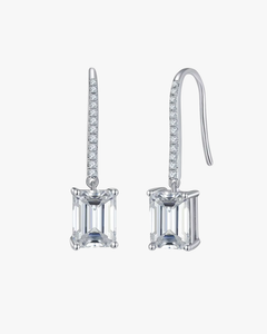 Verdanora Emerald Drop Moissanite Earrings – 925 Sterling Silver, VVS Brilliance