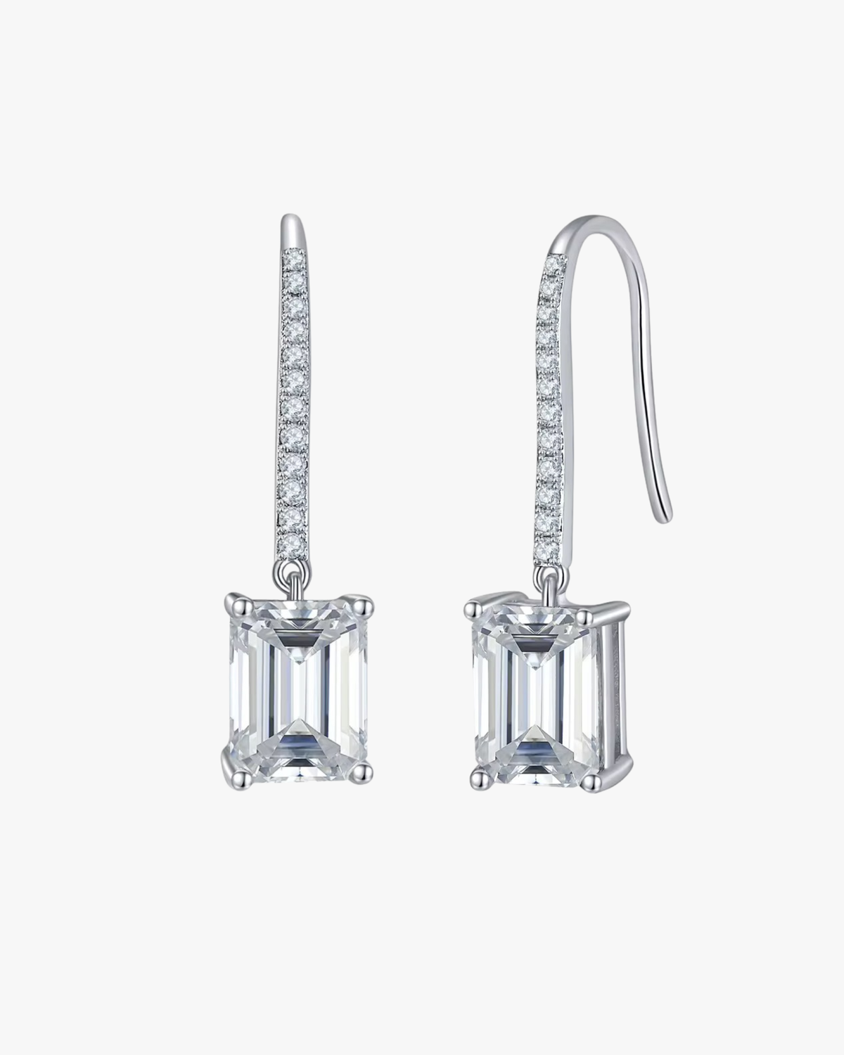 Verdanora Emerald Drop Moissanite Earrings – 925 Sterling Silver, VVS Brilliance