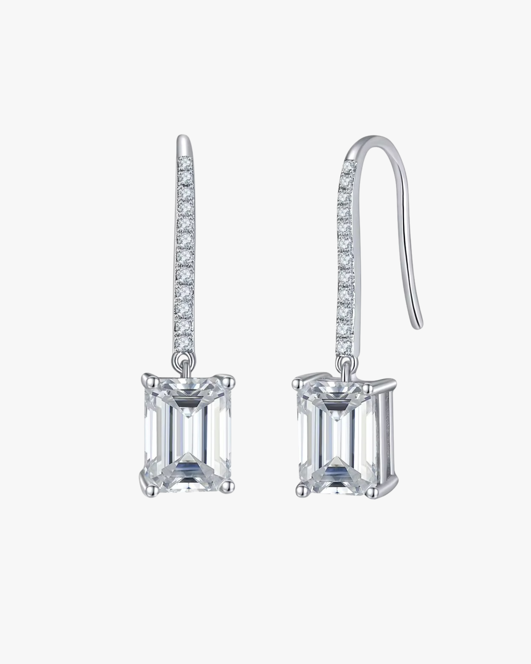 Verdanora Emerald Drop Moissanite Earrings – 925 Sterling Silver, VVS Brilliance