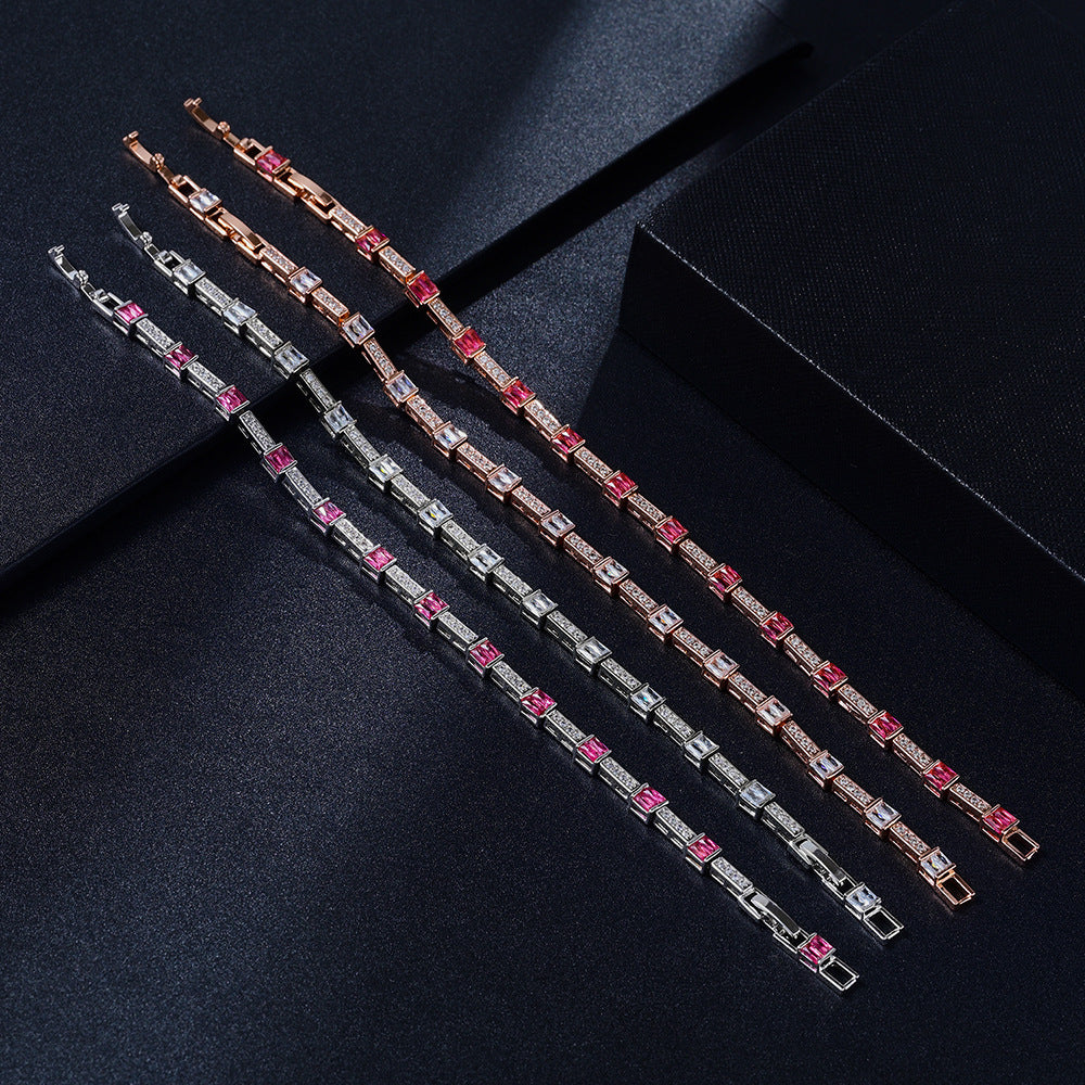 Verdanora Pink Ice Baguette Tennis Bracelet – Iced Out CZ Pink Diamond Style