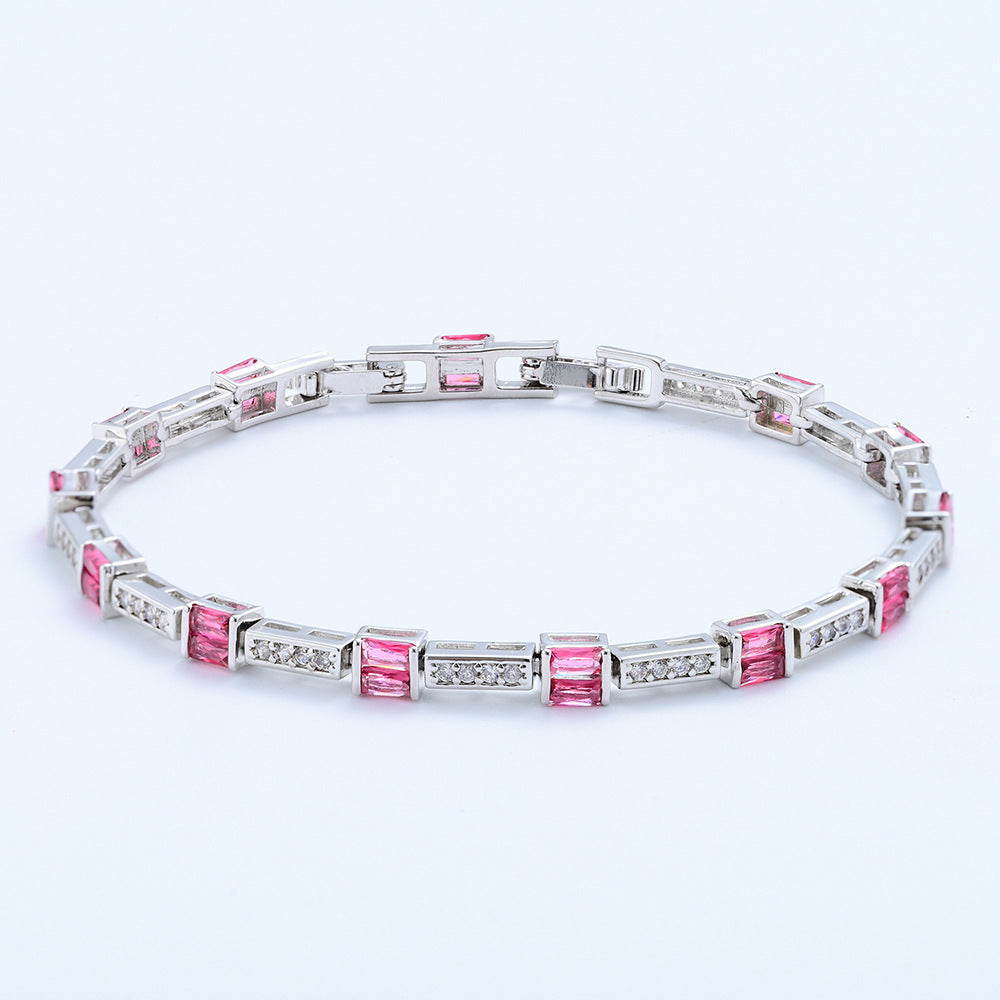 Verdanora Pink Ice Baguette Tennis Bracelet – Iced Out CZ Pink Diamond Style