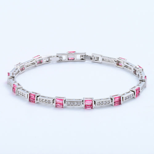 Verdanora Pink Ice Baguette Tennis Bracelet – Iced Out CZ Pink Diamond Style
