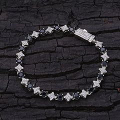 Verdanora Star Noir Tennis Bracelet – Black CZ Zirconia 6mm Silver-Plated Hip Hop Jewelry