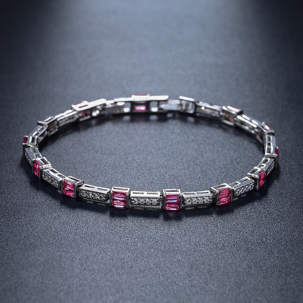 Verdanora Pink Ice Baguette Tennis Bracelet – Iced Out CZ Pink Diamond Style