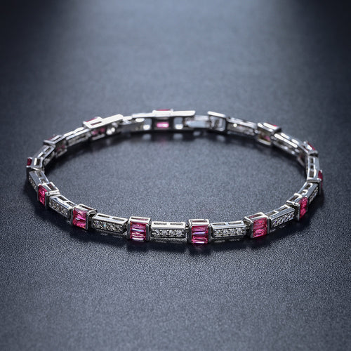 Verdanora Pink Ice Baguette Tennis Bracelet – Iced Out CZ Pink Diamond Style