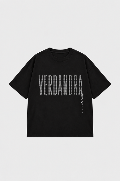 Verdanora Signature Crystal Drop Tee — Noir
