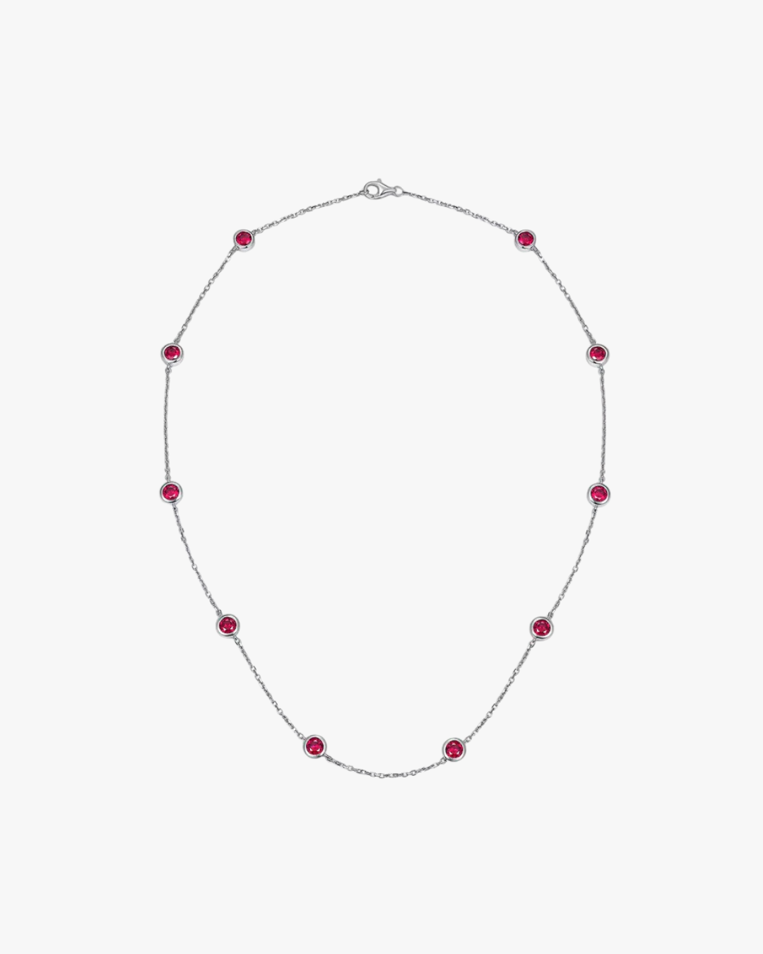 VERDANORA Lab-Grown Ruby Station Necklace – 925 Sterling Silver