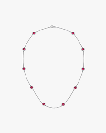 VERDANORA Lab-Grown Ruby Station Necklace – 925 Sterling Silver