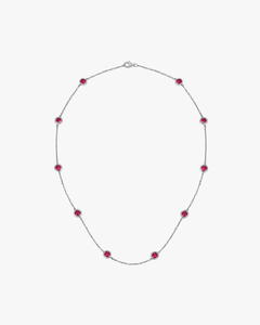 VERDANORA Lab-Grown Ruby Station Necklace – 925 Sterling Silver