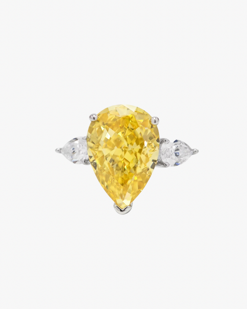 VERDANORA Yellow Pear-Cut Ring – Crushed Ice Zirconia – 925 Sterling Silver