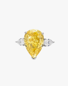 VERDANORA Yellow Pear-Cut Ring – Crushed Ice Zirconia – 925 Sterling Silver