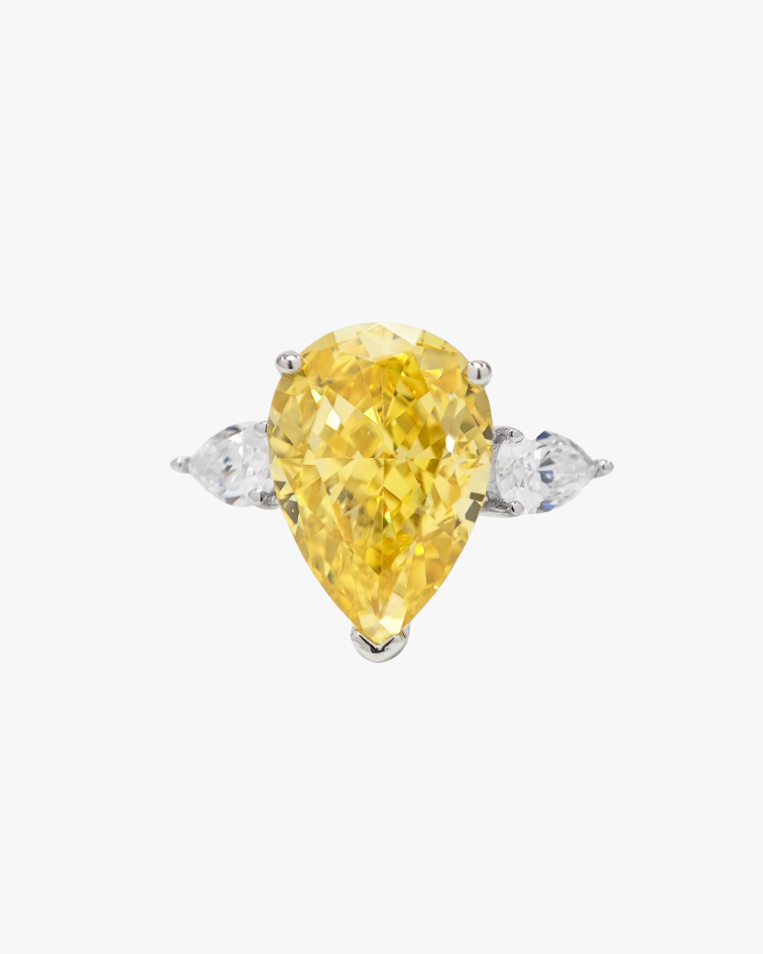 VERDANORA Yellow Pear-Cut Ring – Crushed Ice Zirconia – 925 Sterling Silver