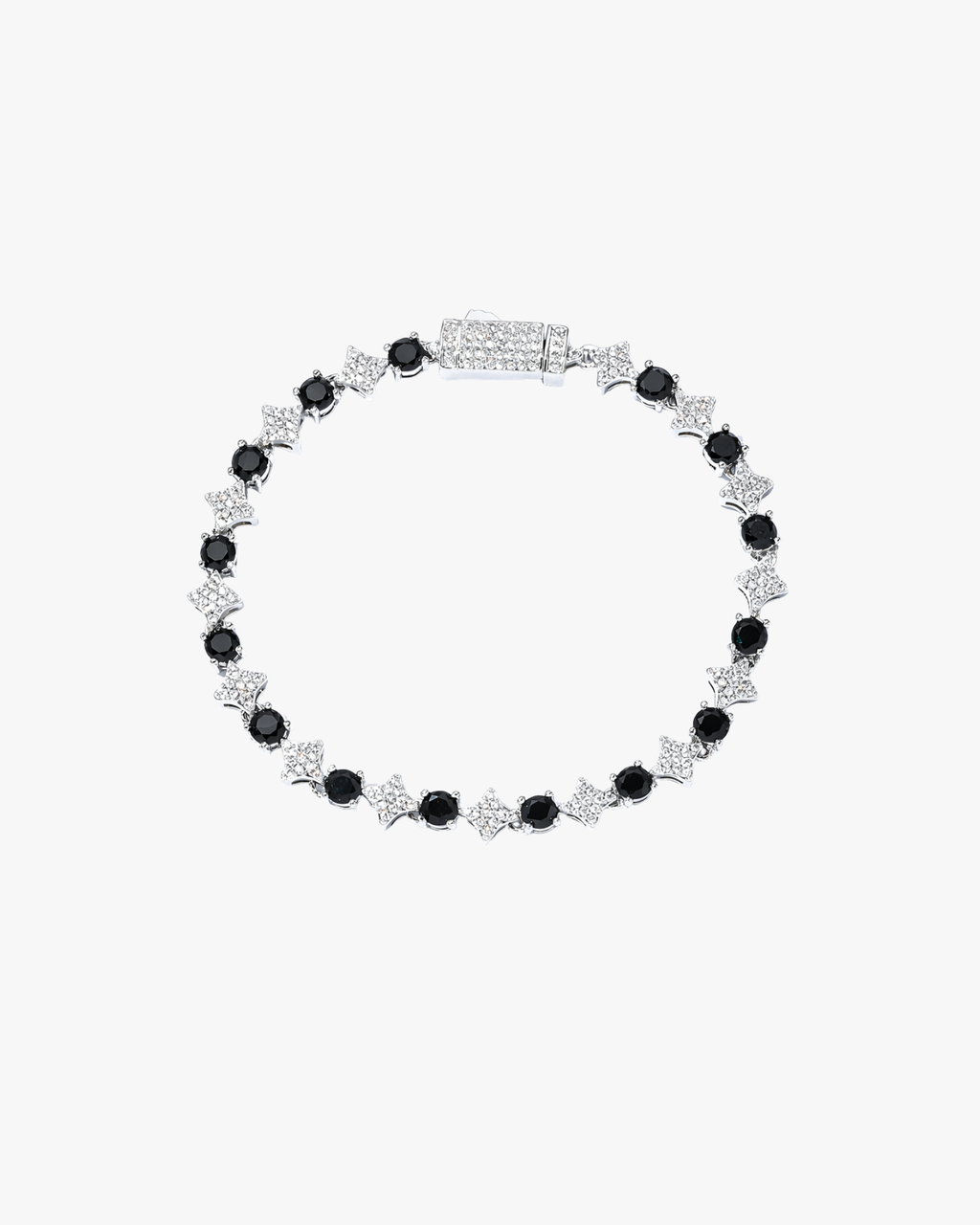 Verdanora Star Noir Tennis Bracelet – Black CZ Zirconia 6mm Silver-Plated Hip Hop Jewelry