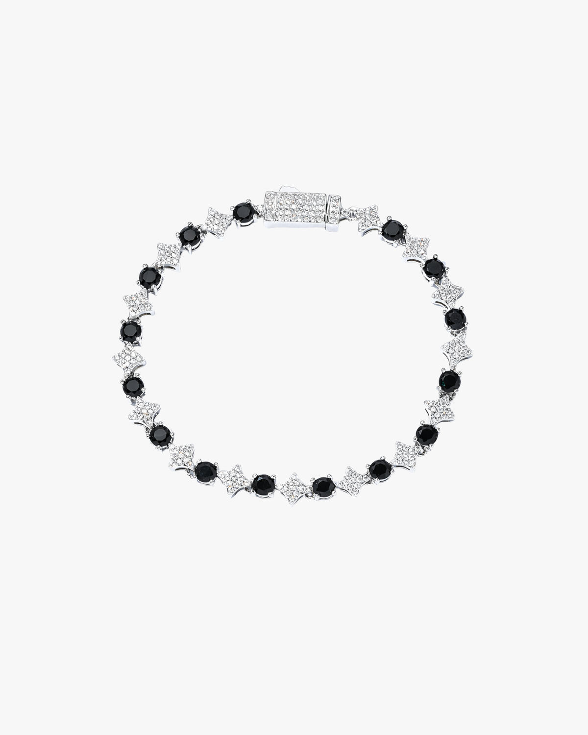 Verdanora Star Noir Tennis Bracelet – Black CZ Zirconia 6mm Silver-Plated Hip Hop Jewelry
