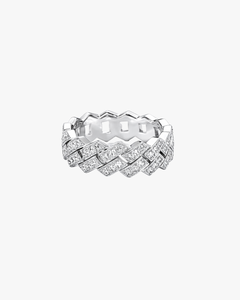 Verdanora Moissanite Cuban Ring 925 Sterling Silver Double Row Diamond Look