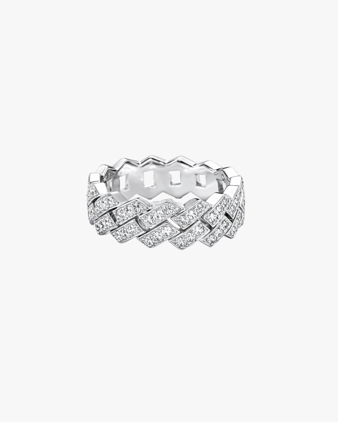 Verdanora Moissanite Cuban Ring 925 Sterling Silver Double Row Diamond Look