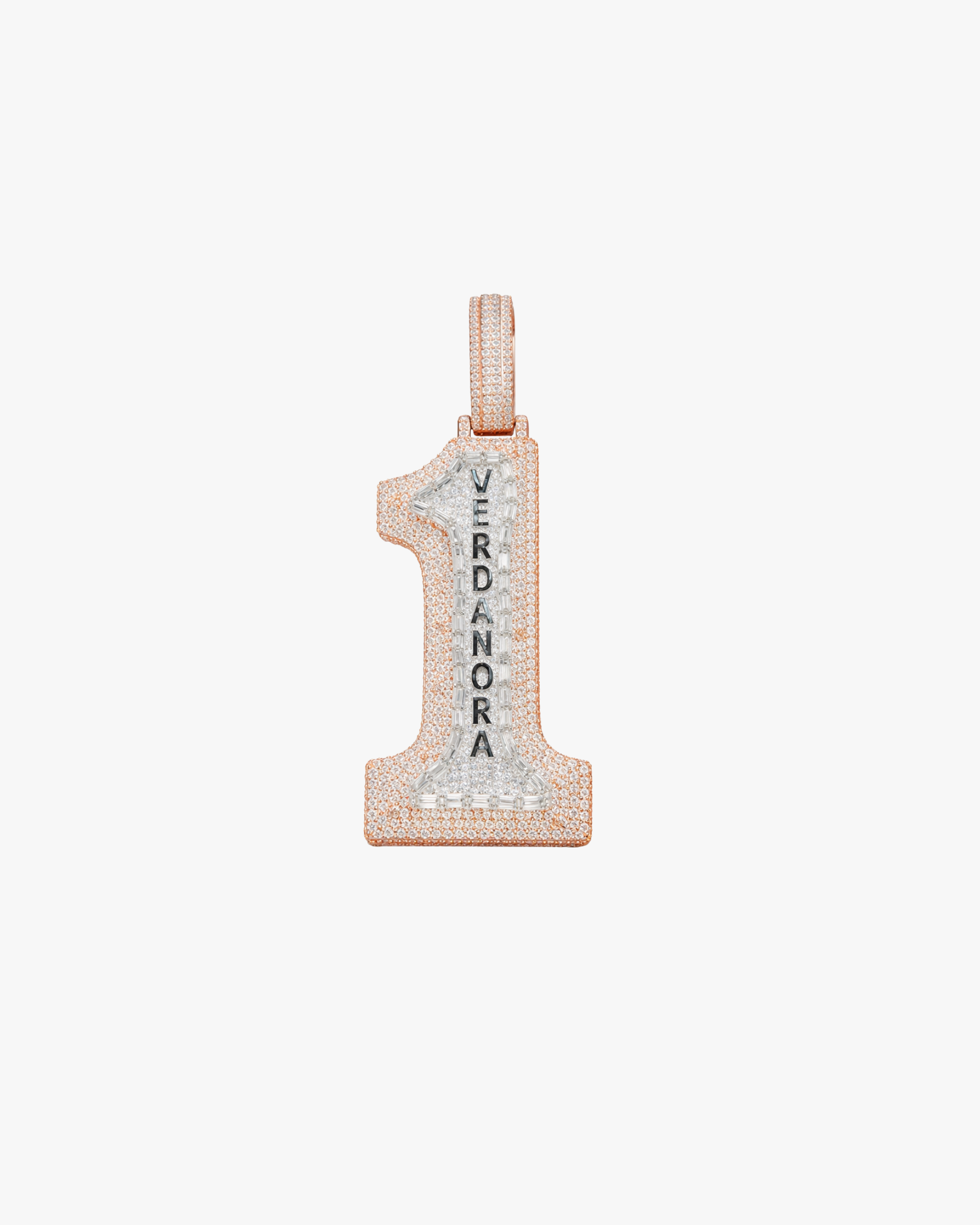 Verdanora Royal Number Pendant Necklace VVS Moissanite Custom Engraving Piece