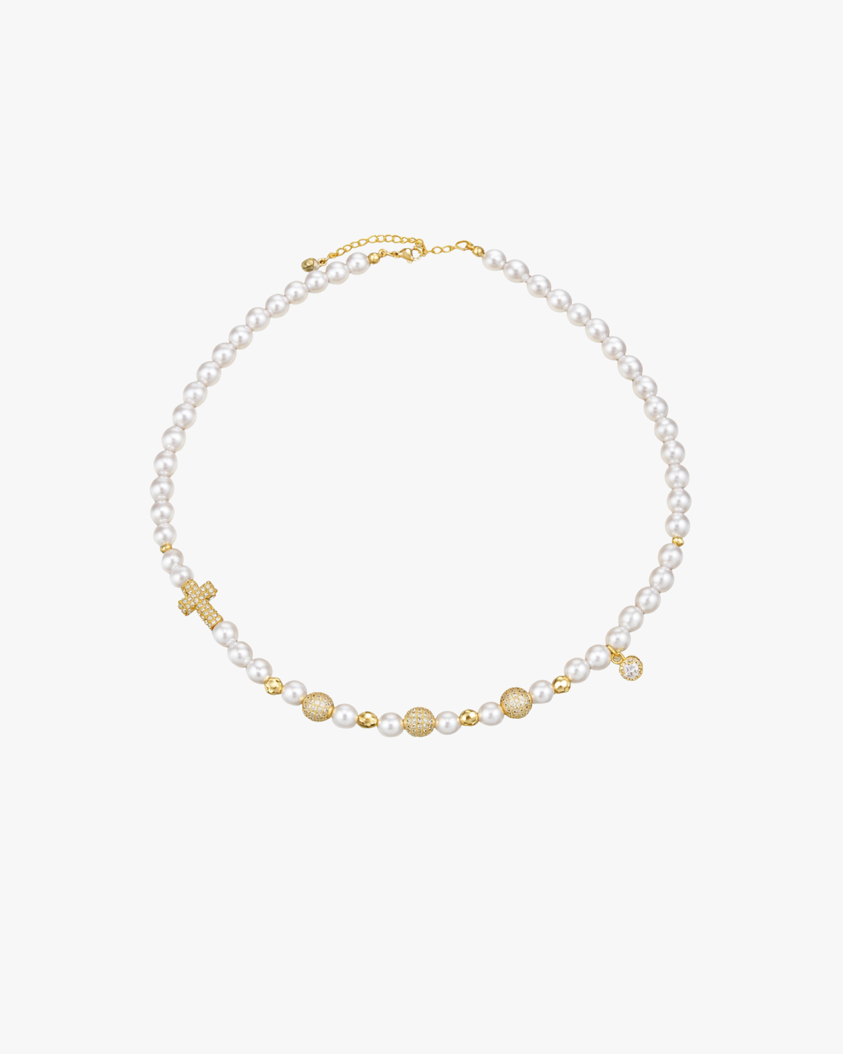 Verdanora Luxe Ice Pearl Chain – Gold-Plated Micro Pavé Zirconia Statement Necklace