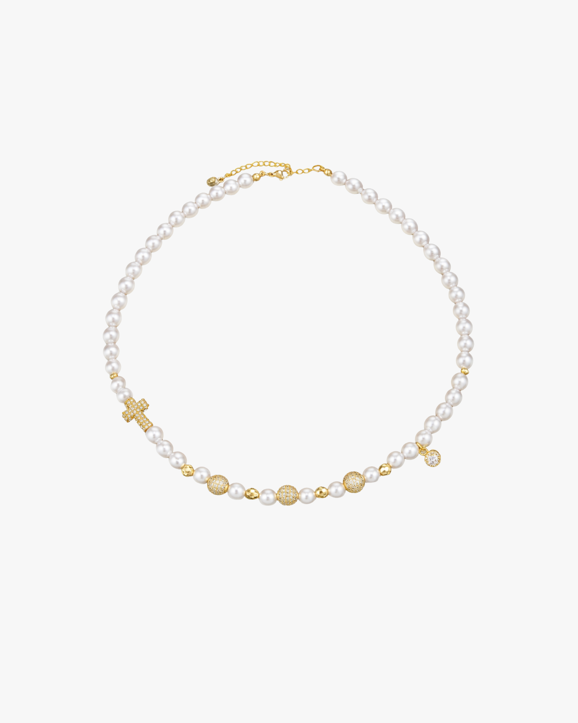 Verdanora Luxe Ice Pearl Chain – Gold-Plated Micro Pavé Zirconia Statement Necklace