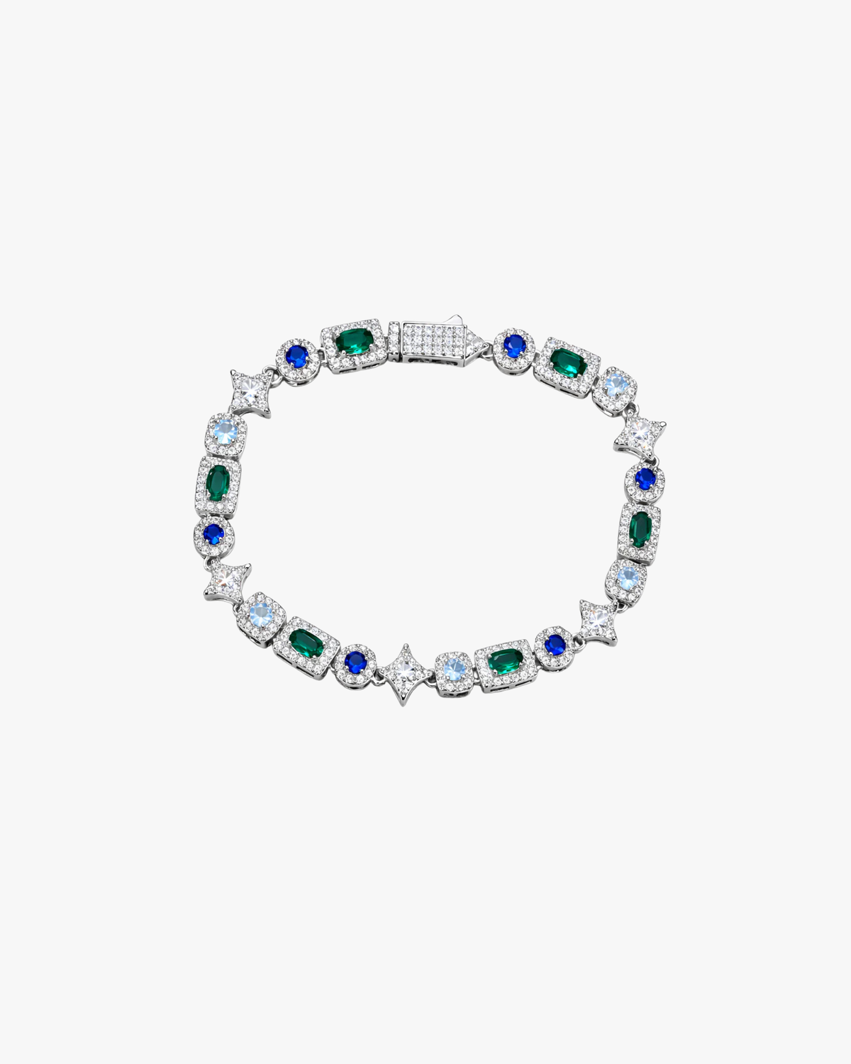 Verdanora Iced Star Zircon Bracelet – Colorful Geometric Stones, Luxury Hip Hop Bracelet
