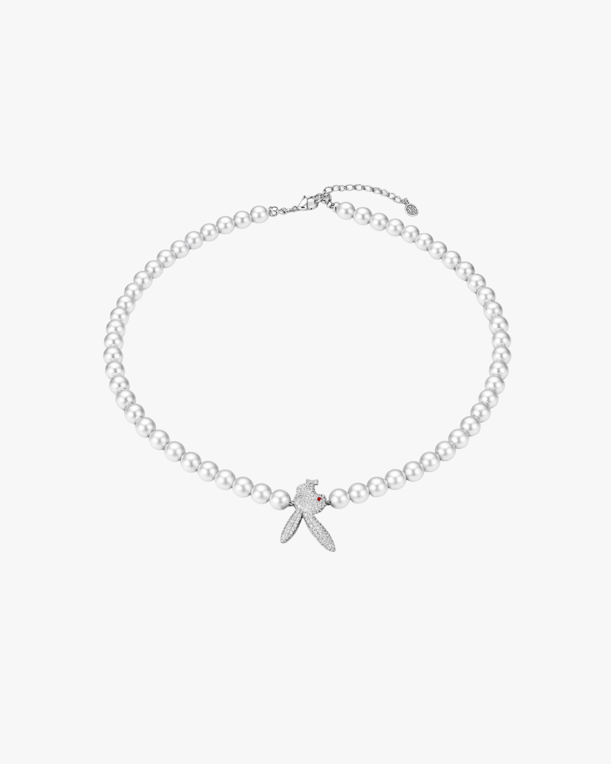 Verdanora Iced Bunny Charm Necklace – CZ Zirconia & Pearl Silver Statement Piece