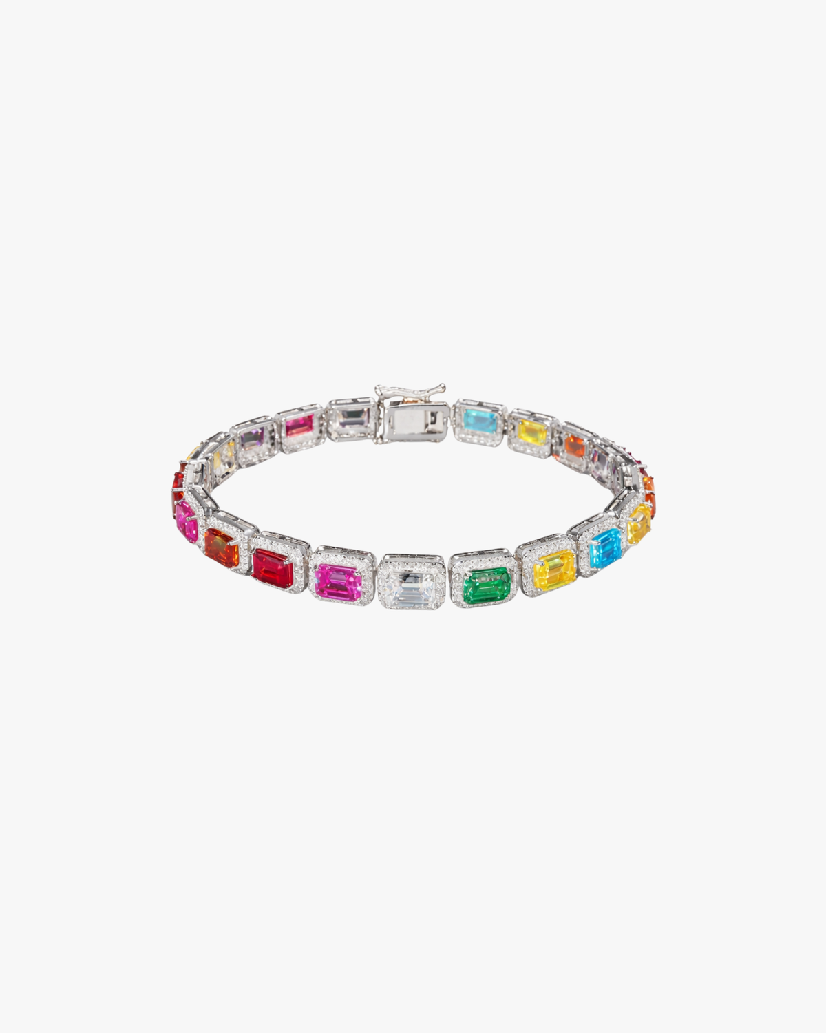 Verdanora Rainbow Halo Tennis Bracelet Iced Out CZ Diamond Style