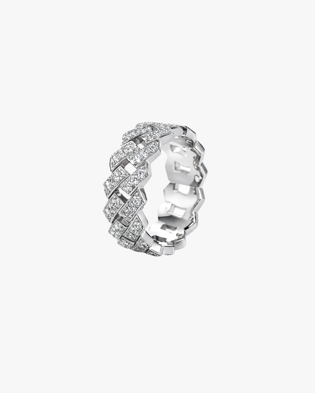 Verdanora Moissanite Cuban Ring 925 Sterling Silver Double Row Diamond Look